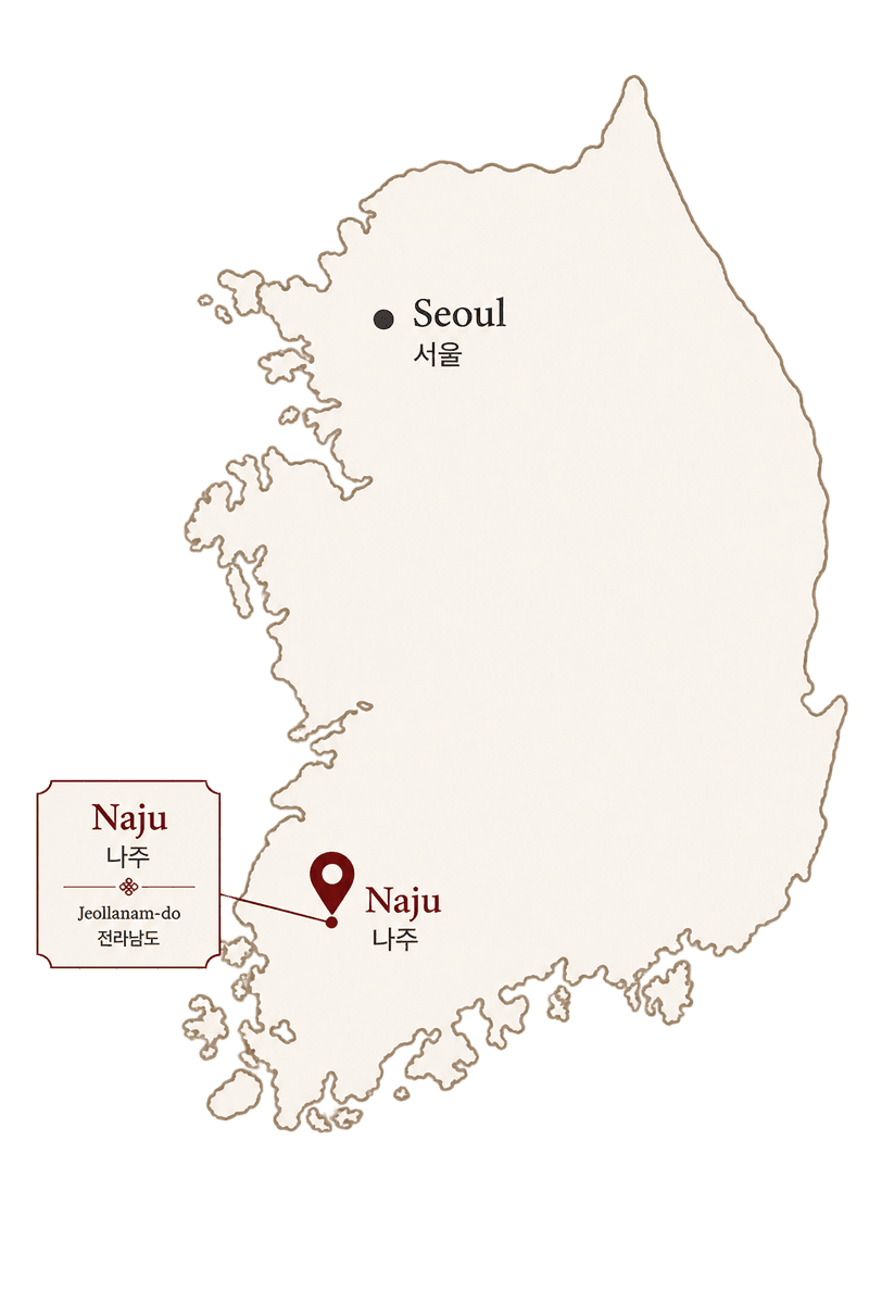 Map showing Naju's location along the Yeongsan River
