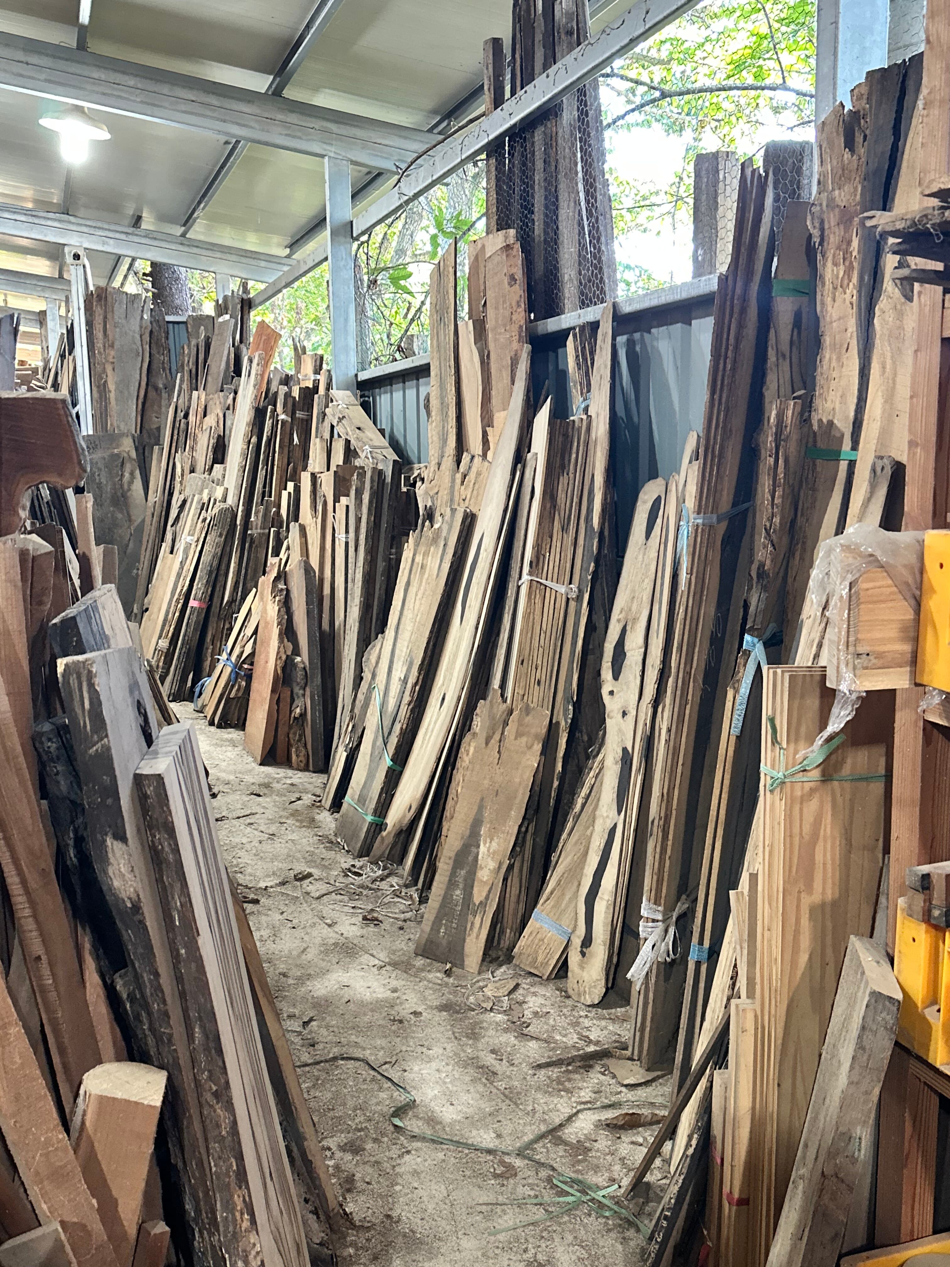 Naturally drying timber in the wood store